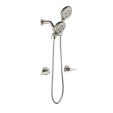 2-Head Shower Trim Kit with 5-Setting Handheld Sprayer and Cross Handle in Matte Black | Brushed Nickel | Brushed Gold