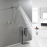 2-Head Shower Trim Kit with 5-Setting Handheld Sprayer and Cross Handle in Matte Black | Brushed Nickel | Brushed Gold