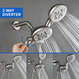 2-Head Shower Trim Kit with 5-Setting Handheld Sprayer and Cross Handle in Matte Black | Brushed Nickel | Brushed Gold