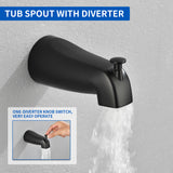 High pressure 5-Mode Dual 2 in 1 Wall mounted Shower System Combo with tub spout and cross handle