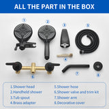 High pressure 5-Mode Dual 2 in 1 Wall mounted Shower System Combo with tub spout and cross handle