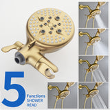 High pressure 5-Mode Dual 2 in 1 Wall mounted Shower System Combo with tub spout and cross handle