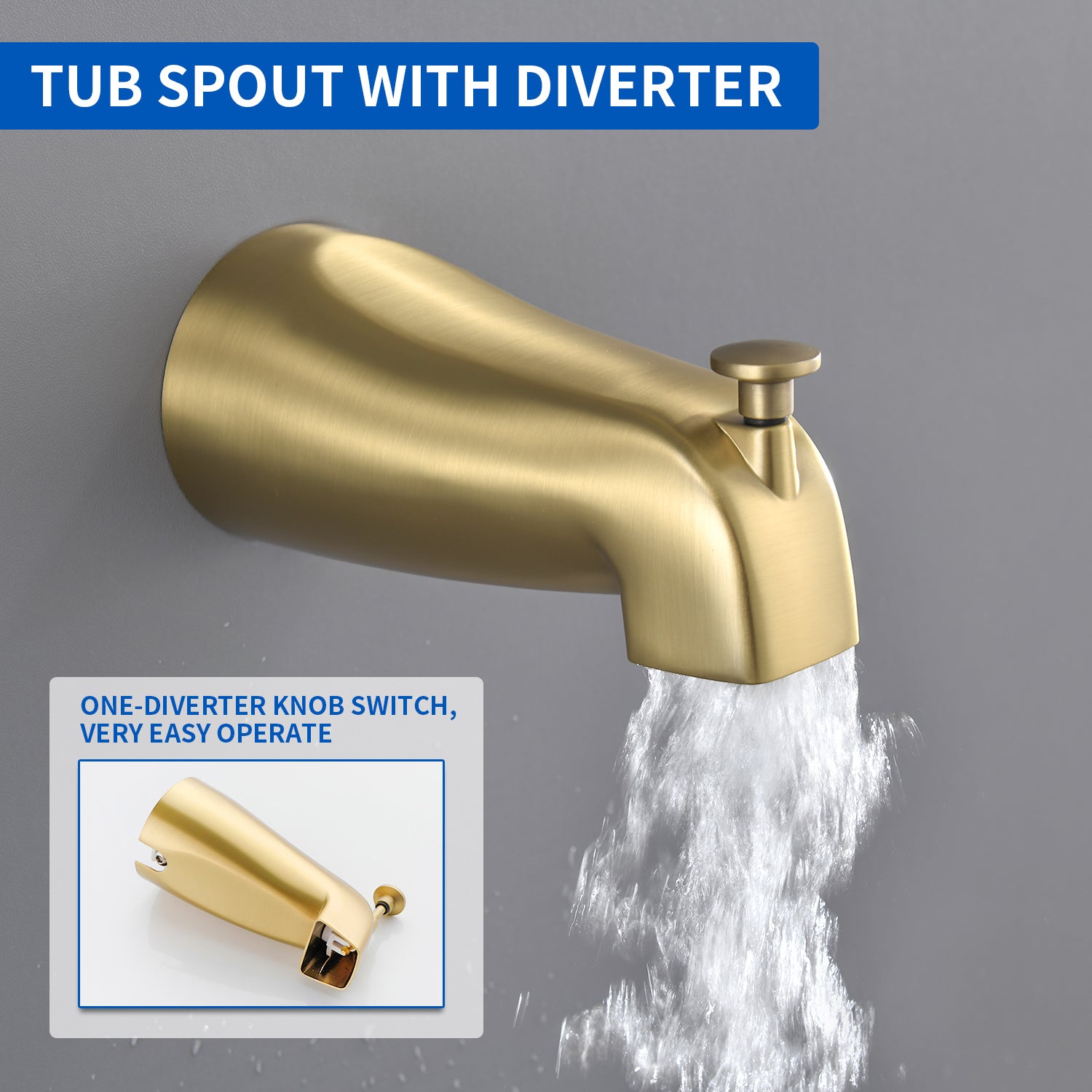 High pressure 5-Mode Dual 2 in 1 Wall mounted Shower System Combo with tub spout and cross handle