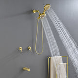 High pressure 5-Mode Dual 2 in 1 Wall mounted Shower System Combo with tub spout and cross handle