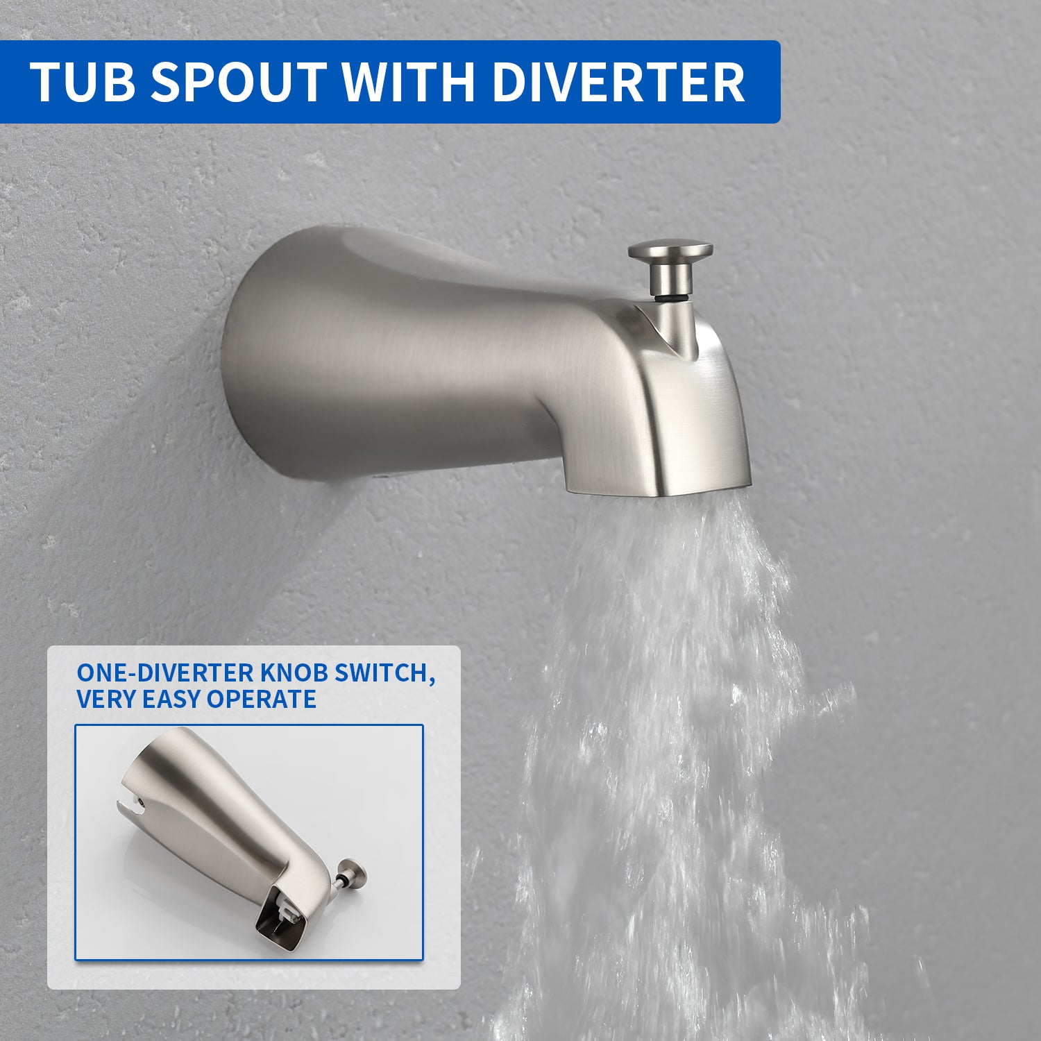 High pressure 5-Mode Dual 2 in 1 Wall mounted Shower System Combo with tub spout and cross handle