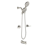 High pressure 5-Mode Dual 2 in 1 Wall mounted Shower System Combo with tub spout and cross handle