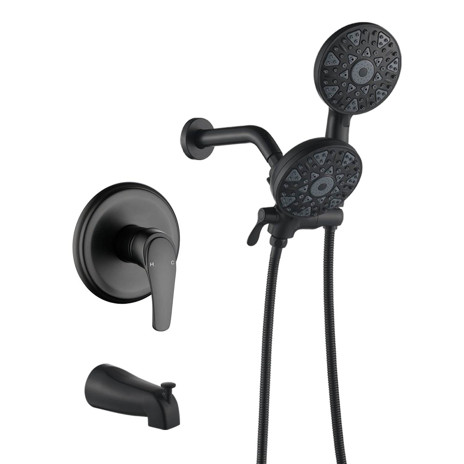 6-Spray Dual Shower Faucet Set with Tub Spout 2-in-1 Shower head and Handheld Shower