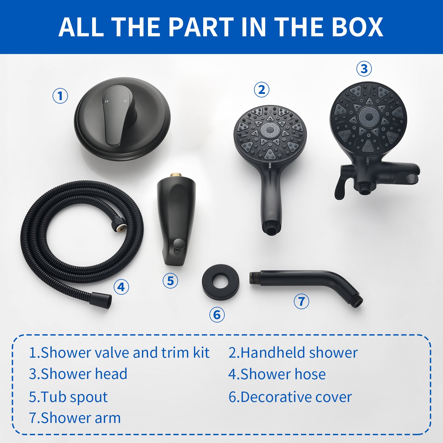 6-Spray Dual Shower Faucet Set with Tub Spout 2-in-1 Shower head and Handheld Shower