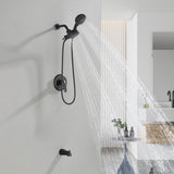 6-Spray Dual Shower Faucet Set with Tub Spout 2-in-1 Shower head and Handheld Shower