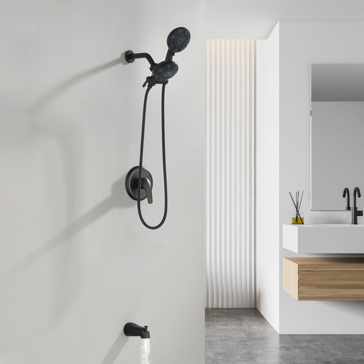 6-Spray Dual Shower Faucet Set with Tub Spout 2-in-1 Shower head and Handheld Shower