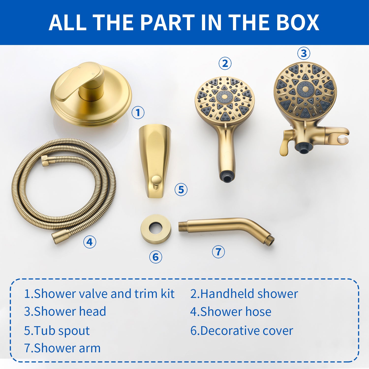 6-Spray Dual Shower Faucet Set with Tub Spout 2-in-1 Shower head and Handheld Shower