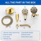 6-Spray Dual Shower Faucet Set with Tub Spout 2-in-1 Shower head and Handheld Shower
