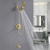 6-Spray Dual Shower Faucet Set with Tub Spout 2-in-1 Shower head and Handheld Shower