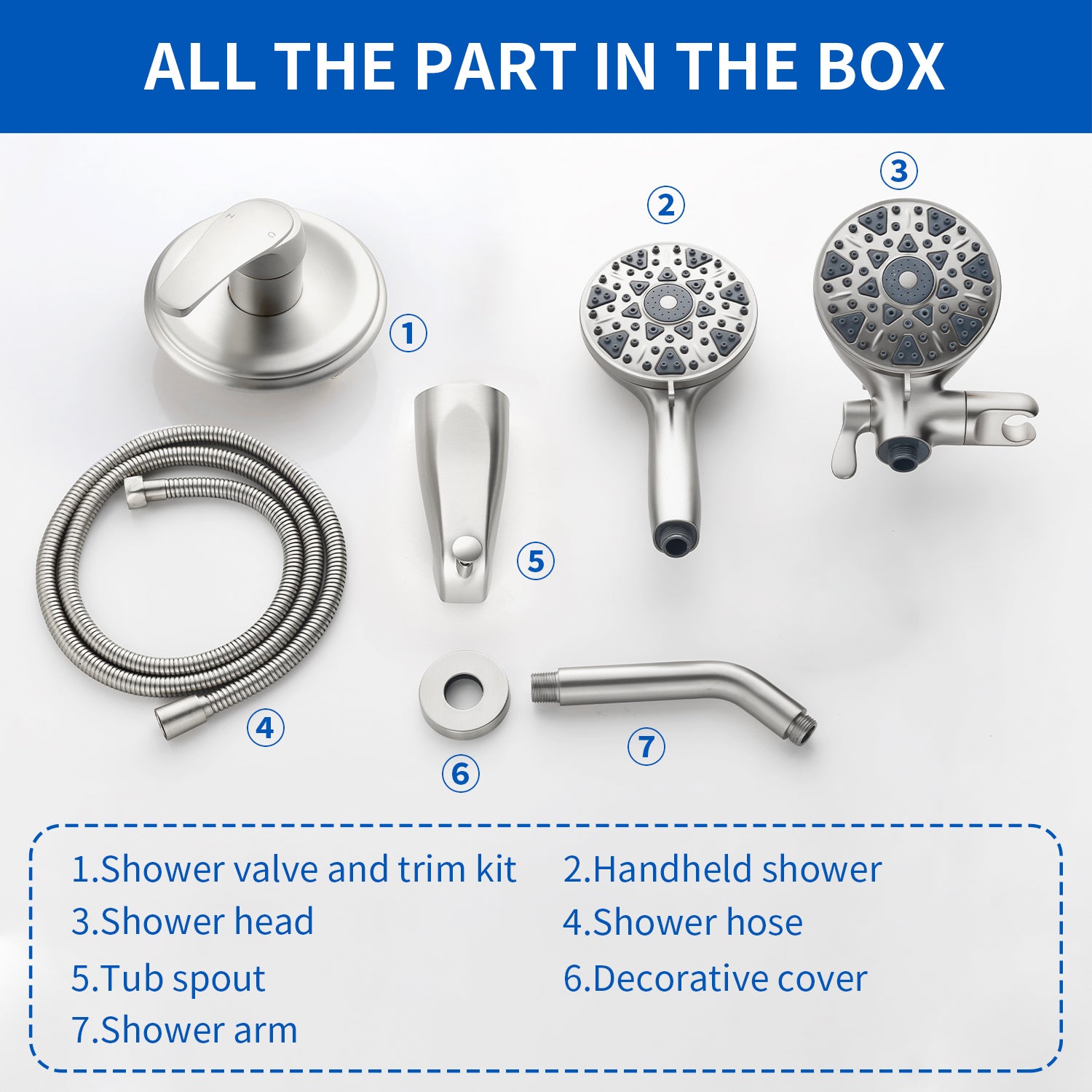 6-Spray Dual Shower Faucet Set with Tub Spout 2-in-1 Shower head and Handheld Shower