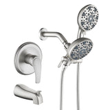 6-Spray Dual Shower Faucet Set with Tub Spout 2-in-1 Shower head and Handheld Shower