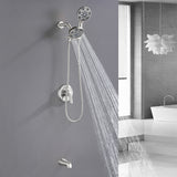 6-Spray Dual Shower Faucet Set with Tub Spout 2-in-1 Shower head and Handheld Shower