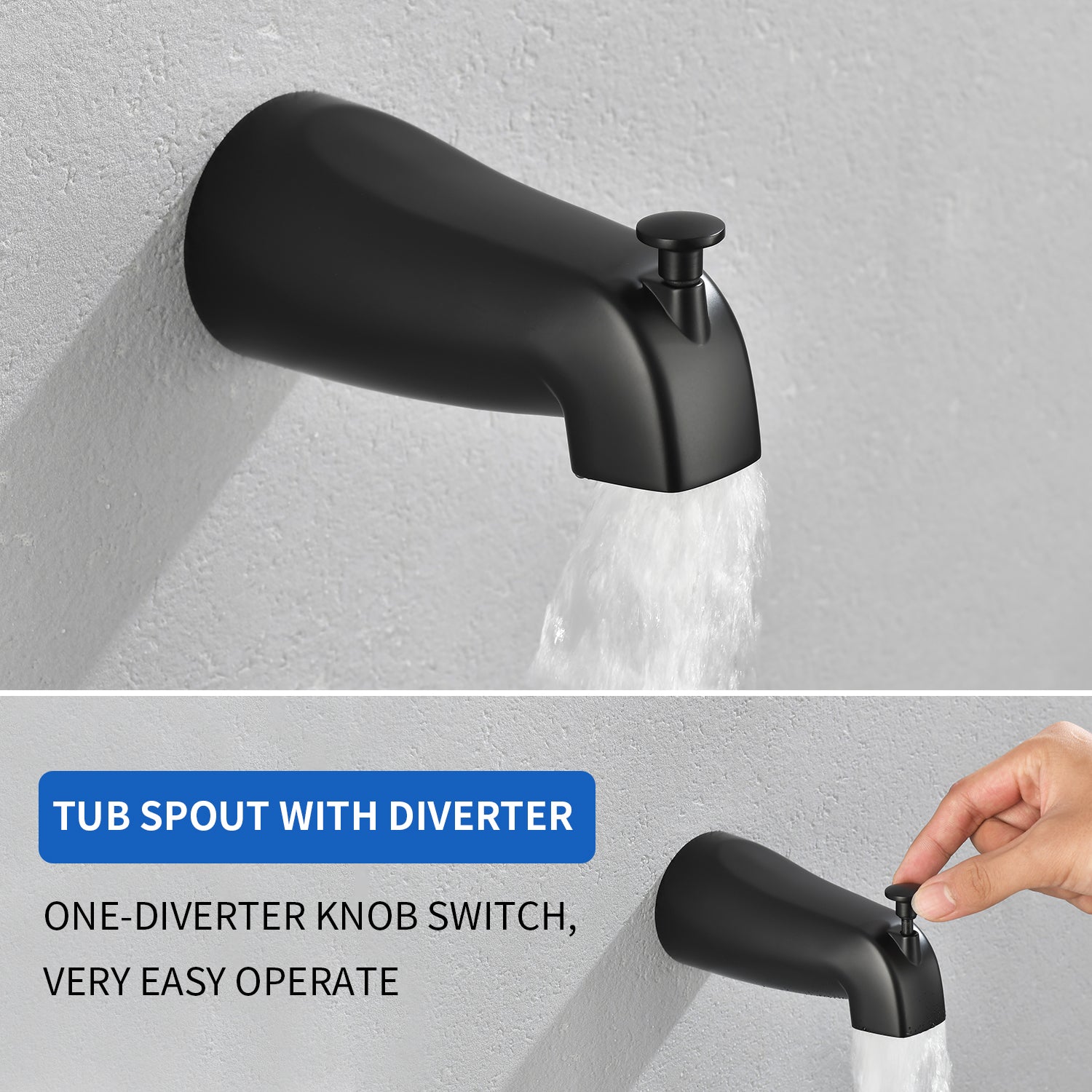 2 Handles Tub and Shower Faucet Set 6-Function High Pressure Dual Shower System with Tub Spout