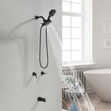 2 Handles Tub and Shower Faucet Set 6-Function High Pressure Dual Shower System with Tub Spout