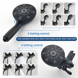 2 Handles Tub and Shower Faucet Set 6-Function High Pressure Dual Shower System with Tub Spout