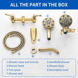 2 Handles Tub and Shower Faucet Set 6-Function High Pressure Dual Shower System with Tub Spout