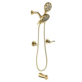 2 Handles Tub and Shower Faucet Set 6-Function High Pressure Dual Shower System with Tub Spout