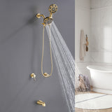 2 Handles Tub and Shower Faucet Set 6-Function High Pressure Dual Shower System with Tub Spout