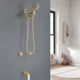 2 Handles Tub and Shower Faucet Set 6-Function High Pressure Dual Shower System with Tub Spout