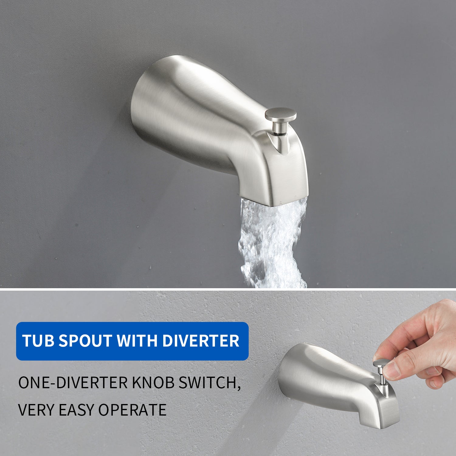 2 Handles Tub and Shower Faucet Set 6-Function High Pressure Dual Shower System with Tub Spout