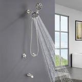 2 Handles Tub and Shower Faucet Set 6-Function High Pressure Dual Shower System with Tub Spout