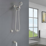 2 Handles Tub and Shower Faucet Set 6-Function High Pressure Dual Shower System with Tub Spout