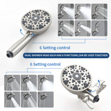 2 Handles Tub and Shower Faucet Set 6-Function High Pressure Dual Shower System with Tub Spout