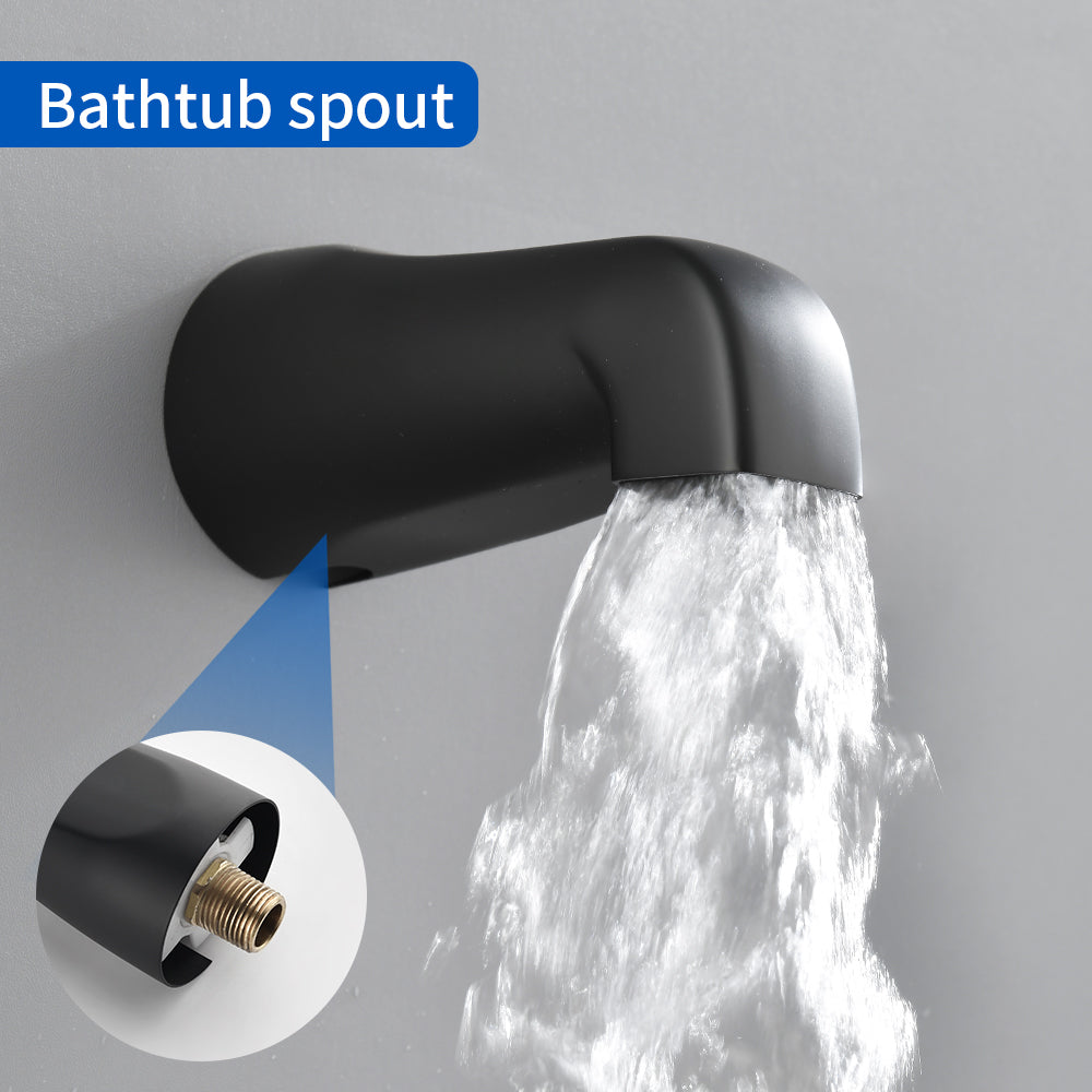 3 Handles Tub Shower Faucet with Round 6-Spray 2 In 1 Dual Shower Head and Tub Spout