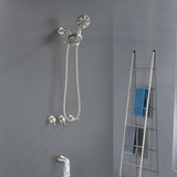 3 Handles Tub Shower Faucet with Round 6-Spray 2 In 1 Dual Shower Head and Tub Spout