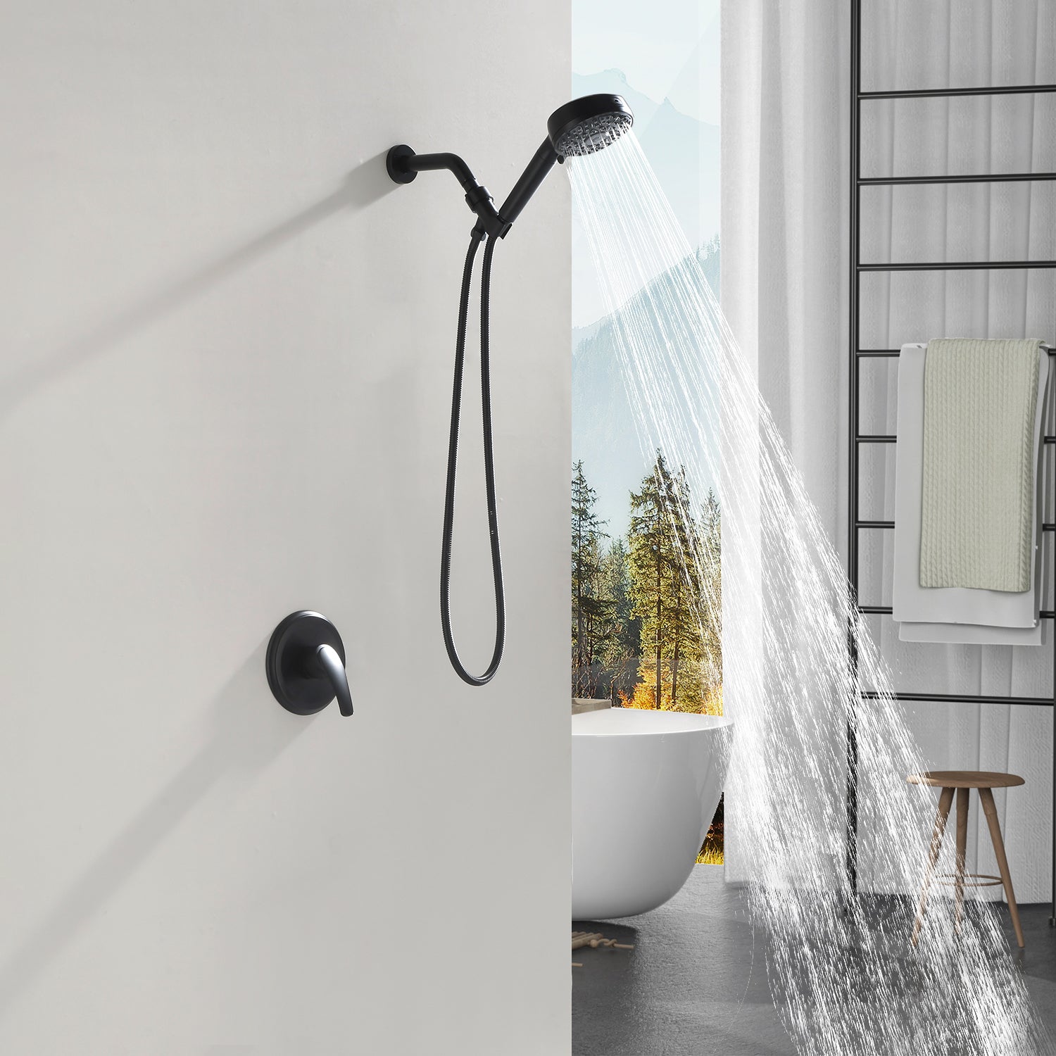 Wall Mounted Adjustable High Pressure 7-Spray Settings Filtered Handheld Shower with Valve