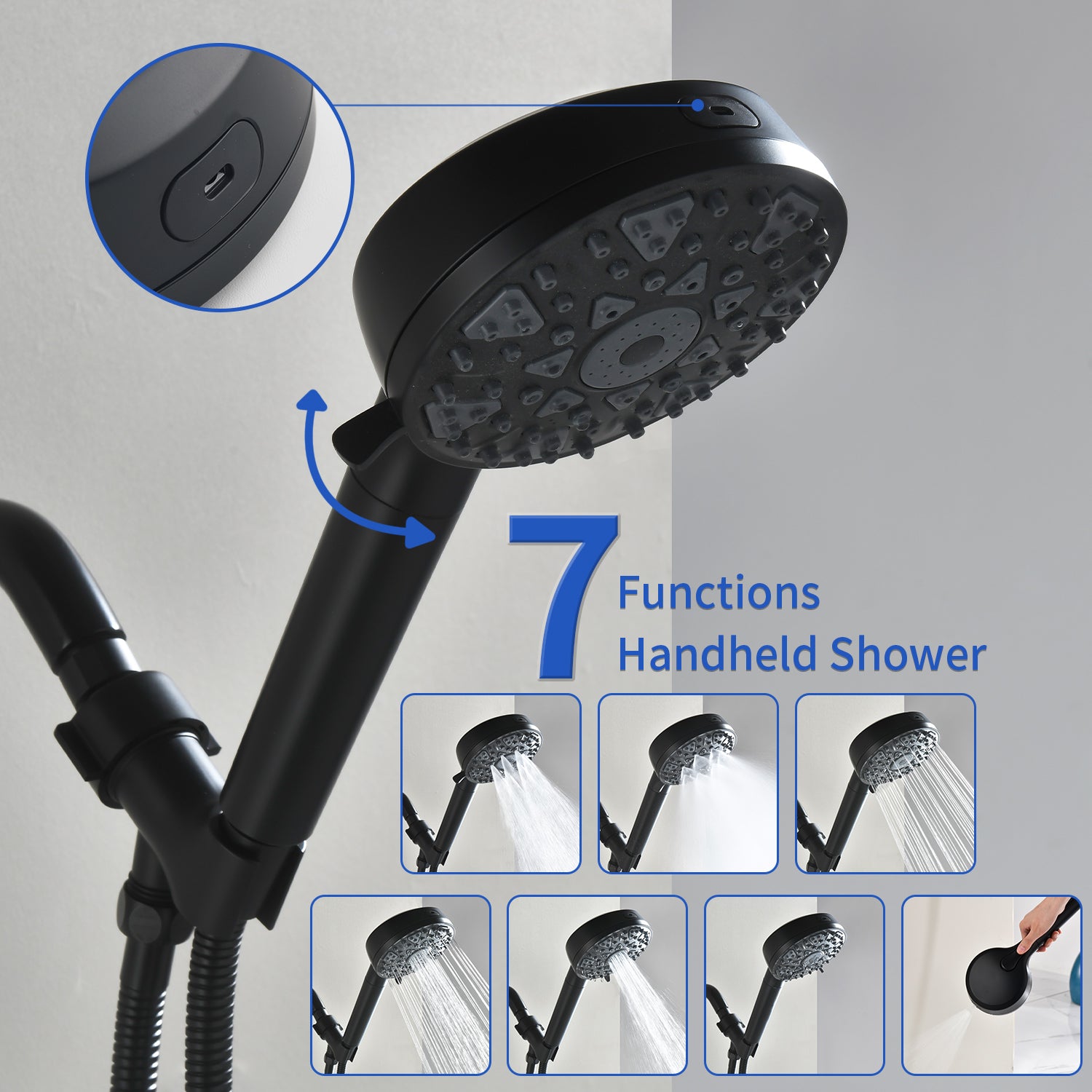 Wall Mounted Adjustable High Pressure 7-Spray Settings Filtered Handheld Shower with Valve