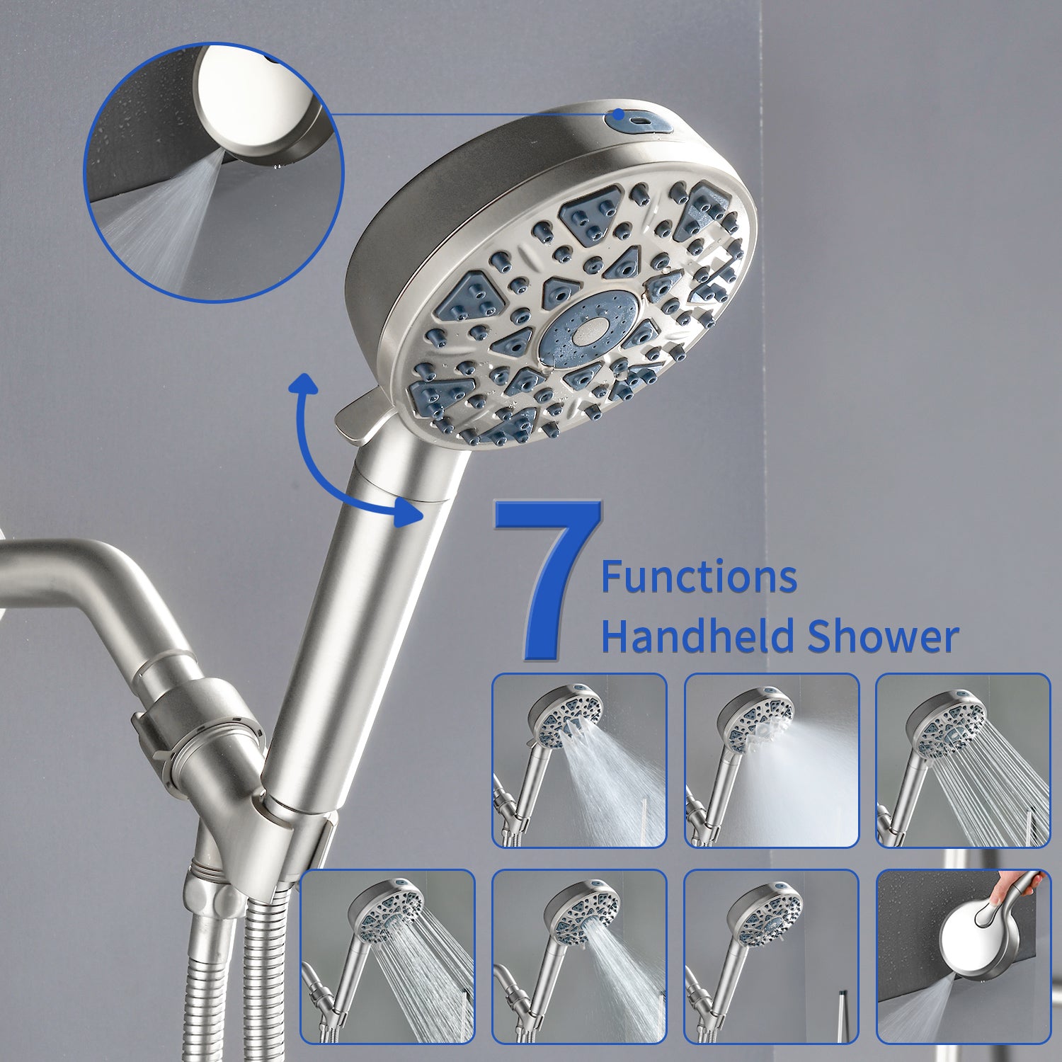 Wall Mounted Adjustable High Pressure 7-Spray Settings Filtered Handheld Shower with Valve