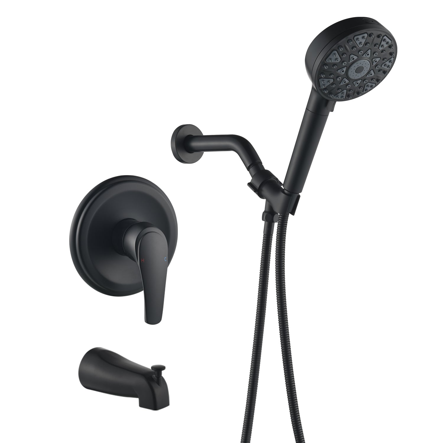 Tub and shower faucet kit with 7 functions 4.7-inch filtered hand shower valve included