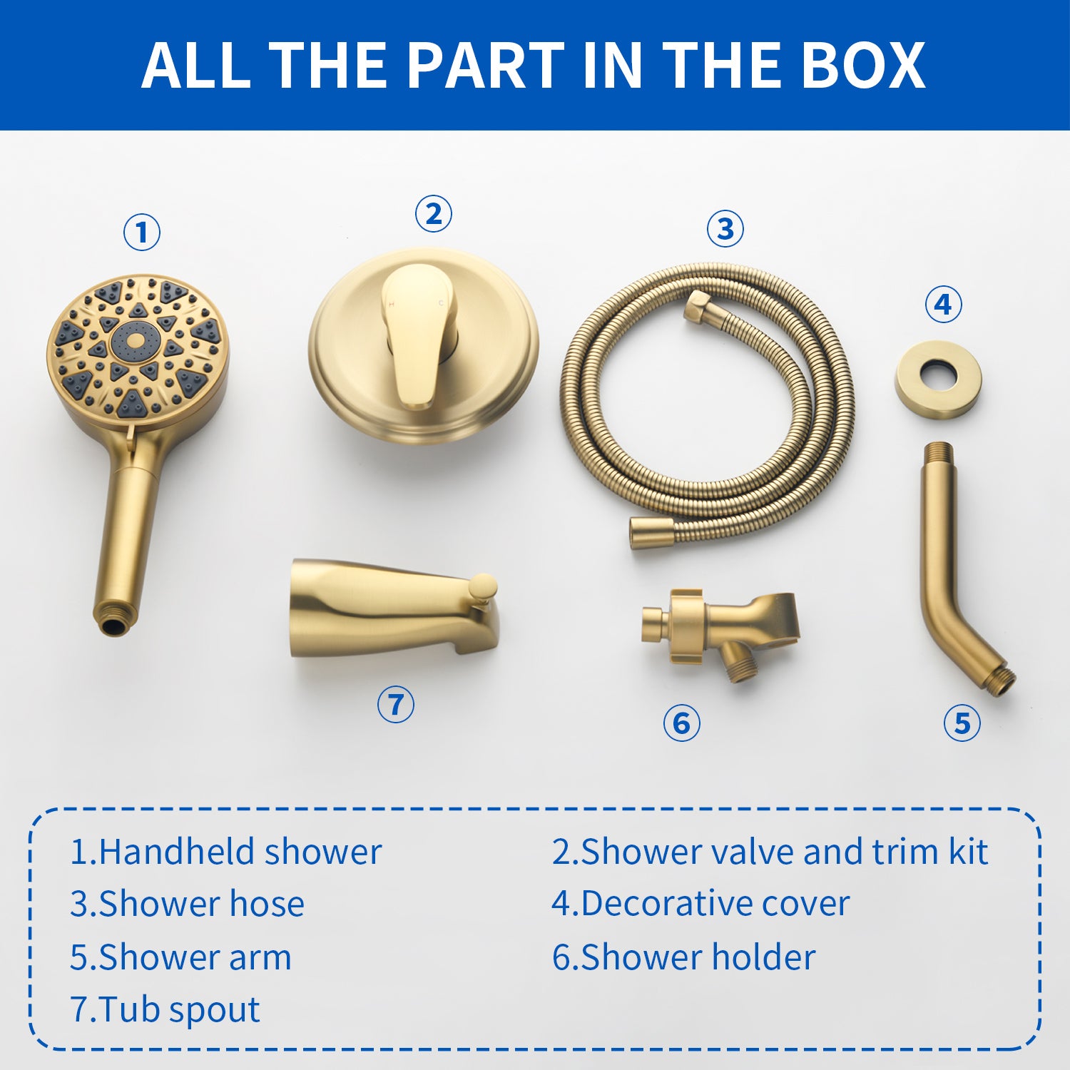 Tub and shower faucet kit with 7 functions 4.7-inch filtered hand shower valve included