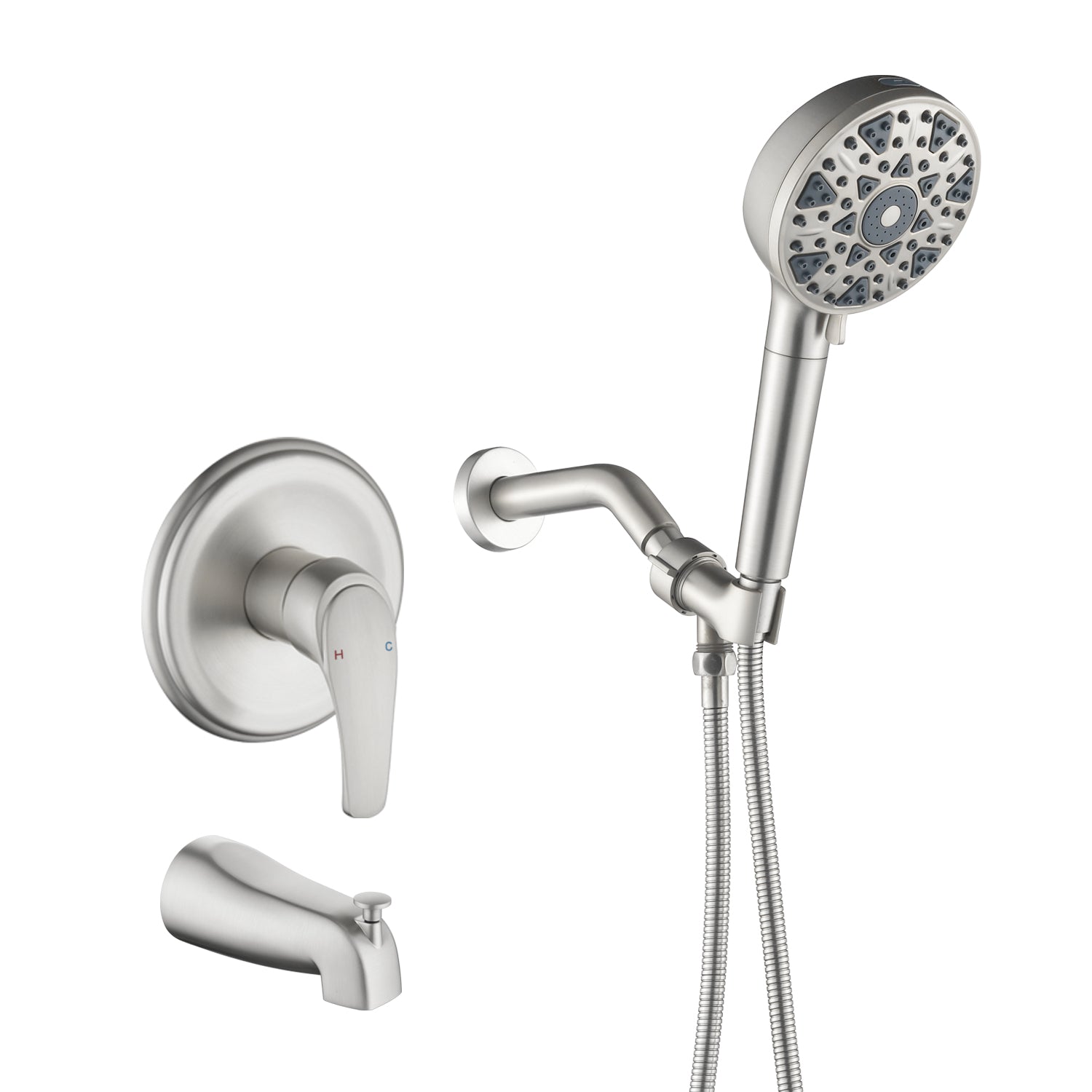 Tub and shower faucet kit with 7 functions 4.7-inch filtered hand shower valve included