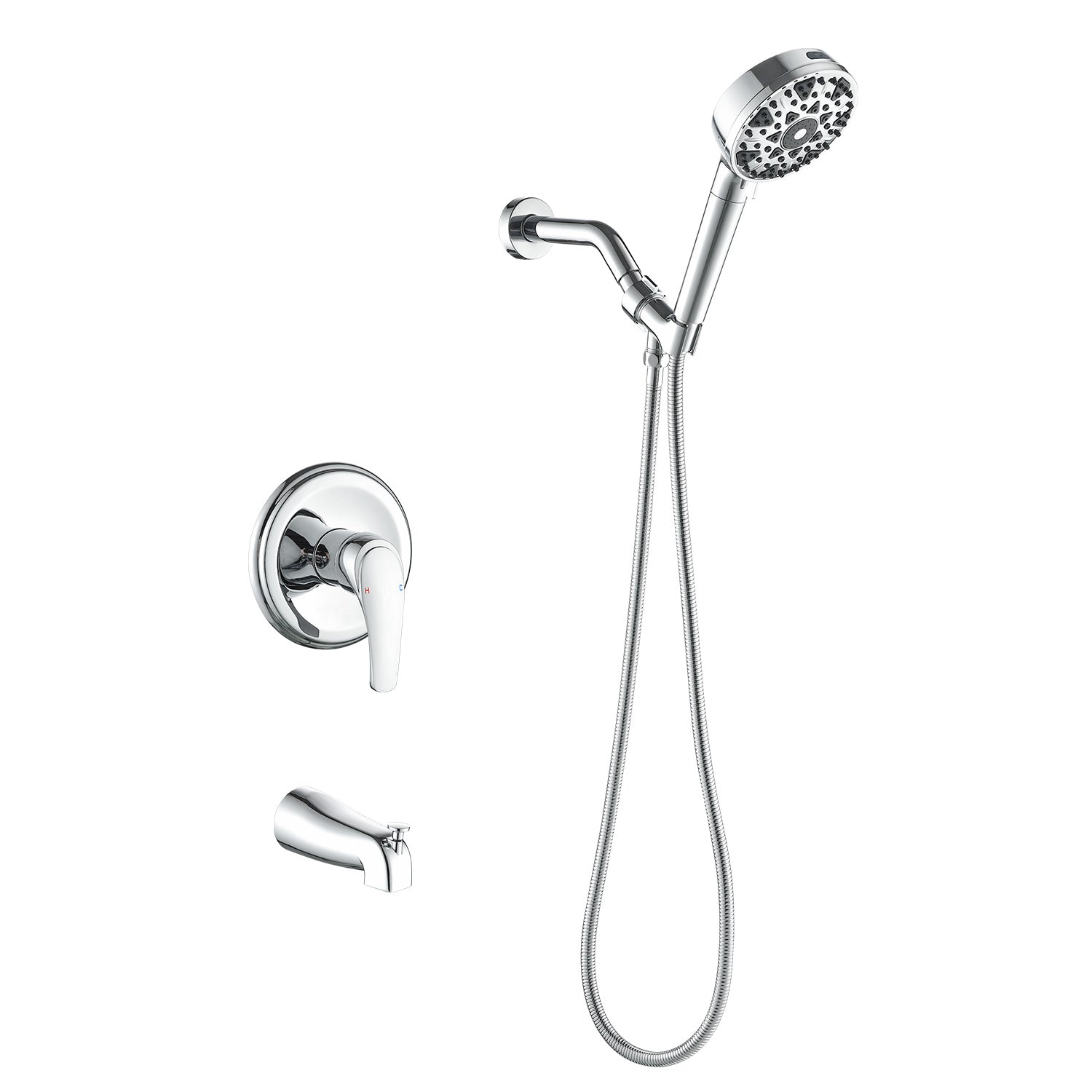Tub and shower faucet kit with 7 functions 4.7-inch filtered hand shower valve included