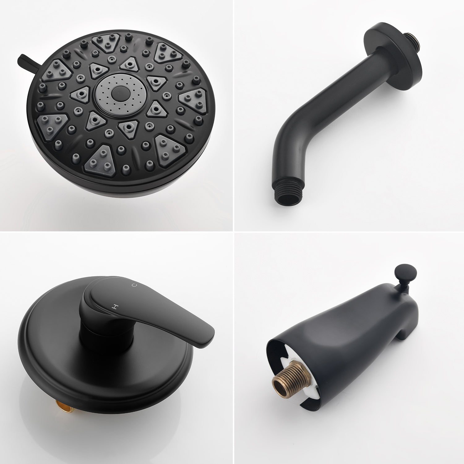 5Inch Tub Shower Faucet Set with 6-Spray Shower Head Wall Mounted Shower Trim Kit with Diverter Bath Spout