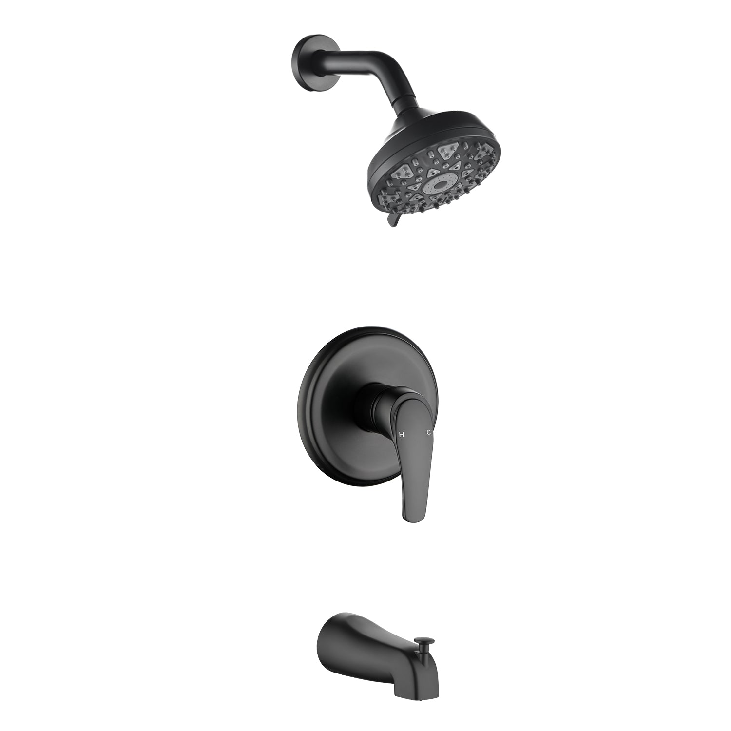 5Inch Tub Shower Faucet Set with 6-Spray Shower Head Wall Mounted Shower Trim Kit with Diverter Bath Spout