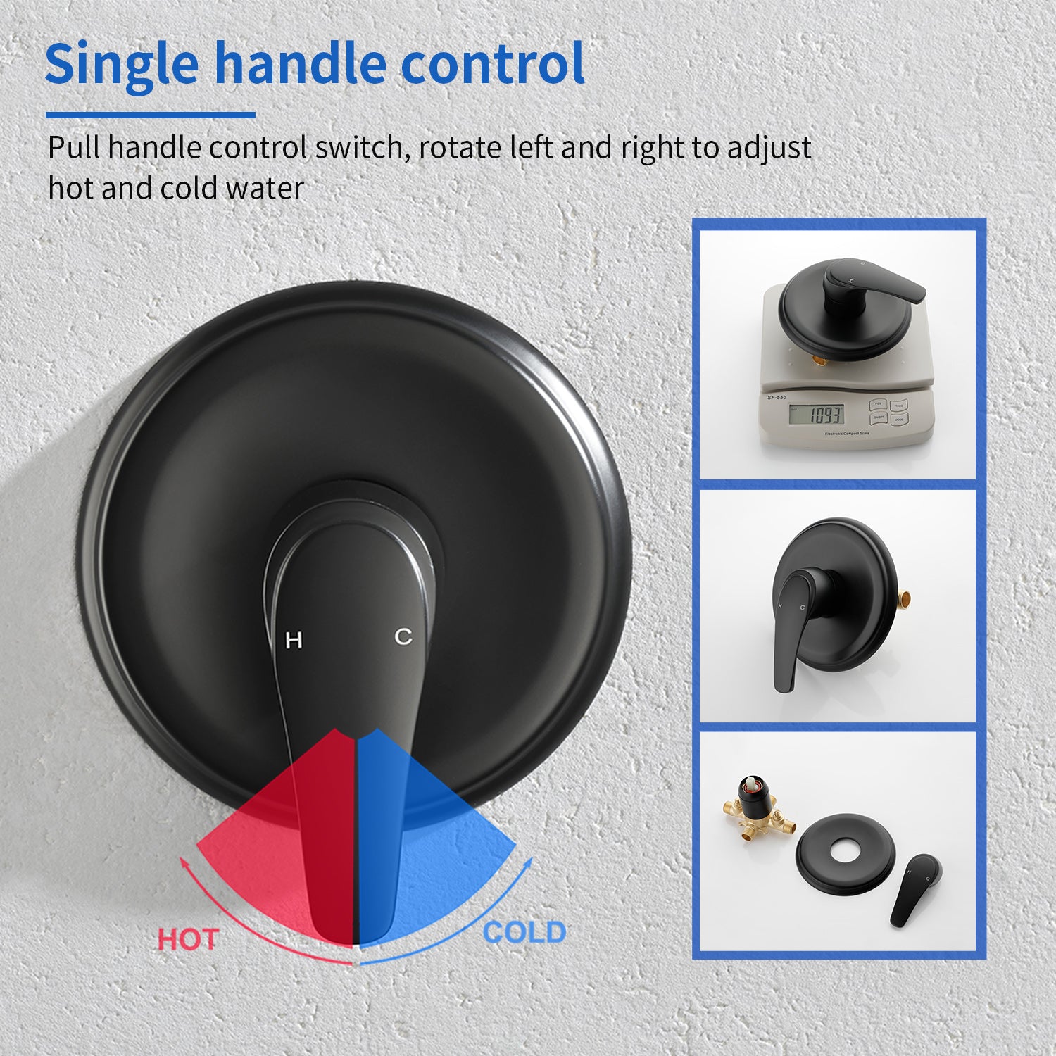 5Inch Tub Shower Faucet Set with 6-Spray Shower Head Wall Mounted Shower Trim Kit with Diverter Bath Spout
