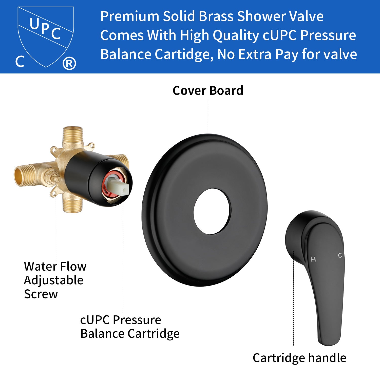 5Inch Tub Shower Faucet Set with 6-Spray Shower Head Wall Mounted Shower Trim Kit with Diverter Bath Spout