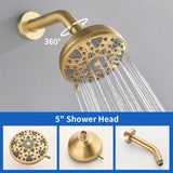 5Inch Tub Shower Faucet Set with 6-Spray Shower Head Wall Mounted Shower Trim Kit with Diverter Bath Spout