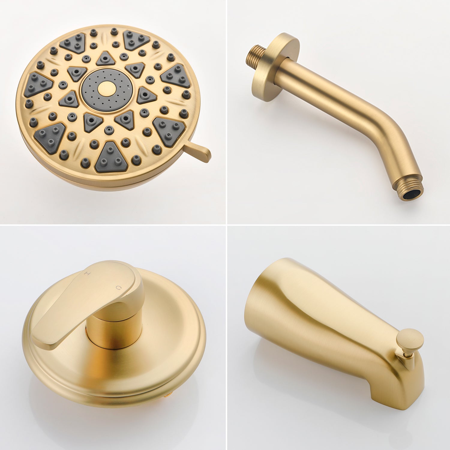5Inch Tub Shower Faucet Set with 6-Spray Shower Head Wall Mounted Shower Trim Kit with Diverter Bath Spout