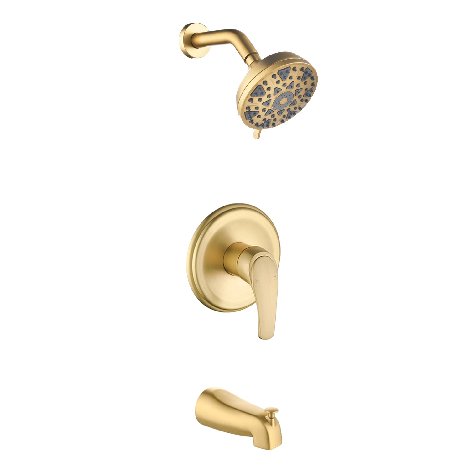 5Inch Tub Shower Faucet Set with 6-Spray Shower Head Wall Mounted Shower Trim Kit with Diverter Bath Spout