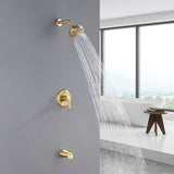5Inch Tub Shower Faucet Set with 6-Spray Shower Head Wall Mounted Shower Trim Kit with Diverter Bath Spout