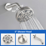 5Inch Tub Shower Faucet Set with 6-Spray Shower Head Wall Mounted Shower Trim Kit with Diverter Bath Spout