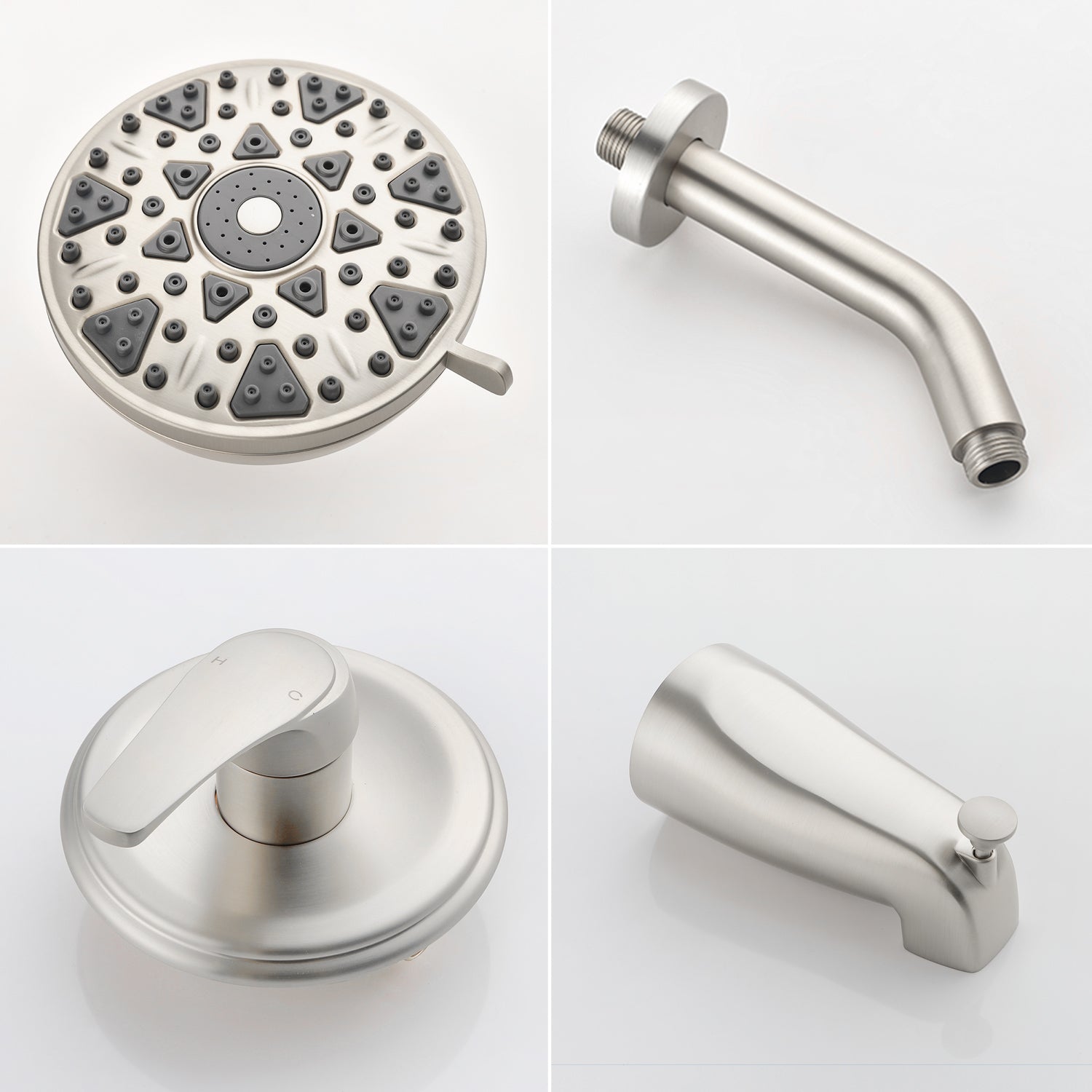 5Inch Tub Shower Faucet Set with 6-Spray Shower Head Wall Mounted Shower Trim Kit with Diverter Bath Spout